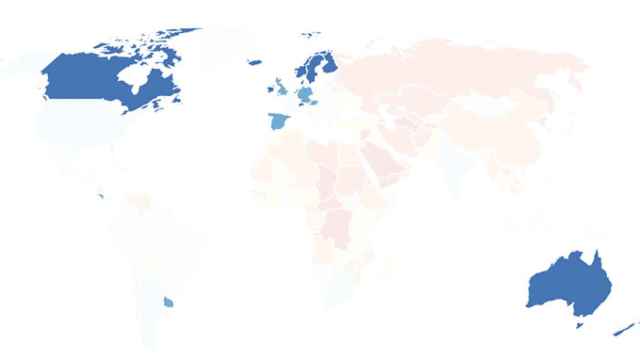 El mapa del mundo con los países que gozan de plena democracia, según la unidad de inteligencia de The Economist