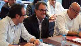Josep Rull, Artur Mas y Lluís Maria Corominas, en el Consell Nacional de CDC del pasado 30 de julio.