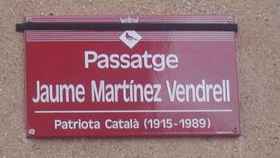 Placa de la calle dedicada al terrorista Jaume Martínez Vendrell en Santa Coloma de Cervelló