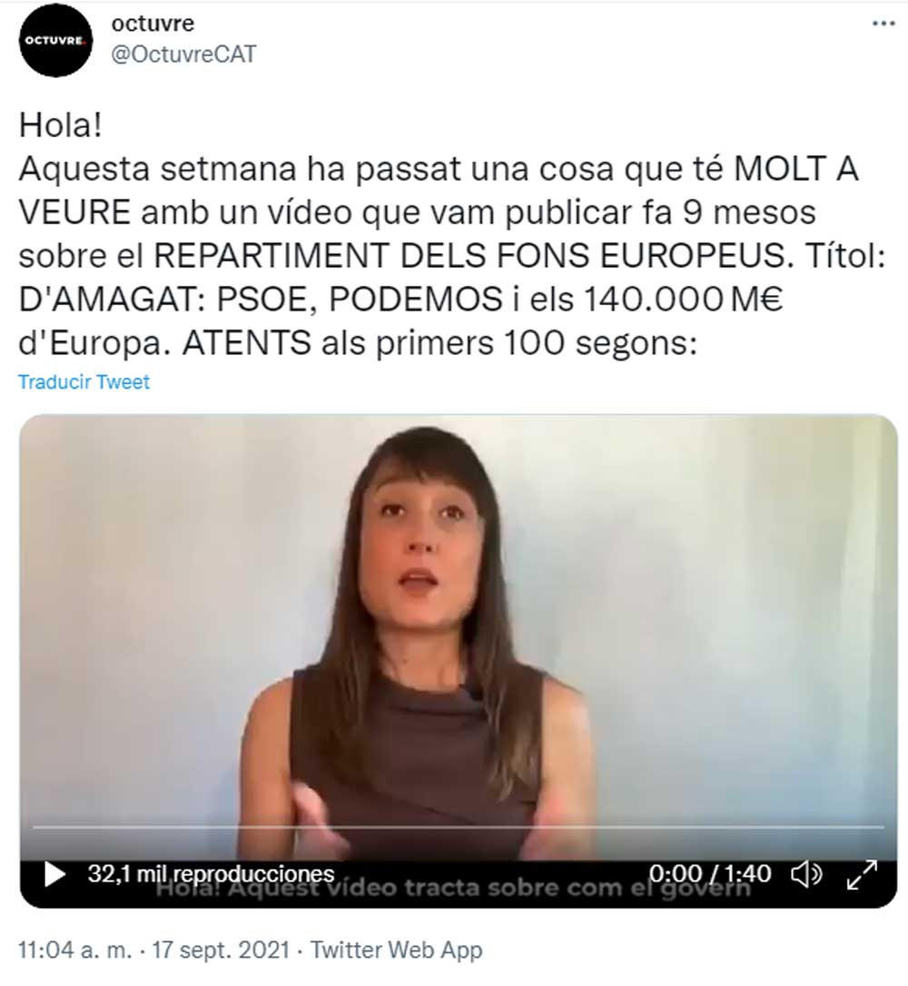 Marta Sibina, en el vídeo de Octuvre / @OctuvreCAT (TWITTER)