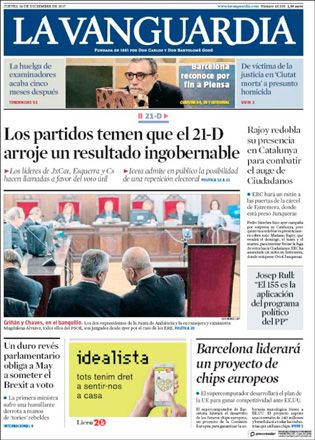 Portada de 'La Vanguardia' del 14 de diciembre de 2017 / CG