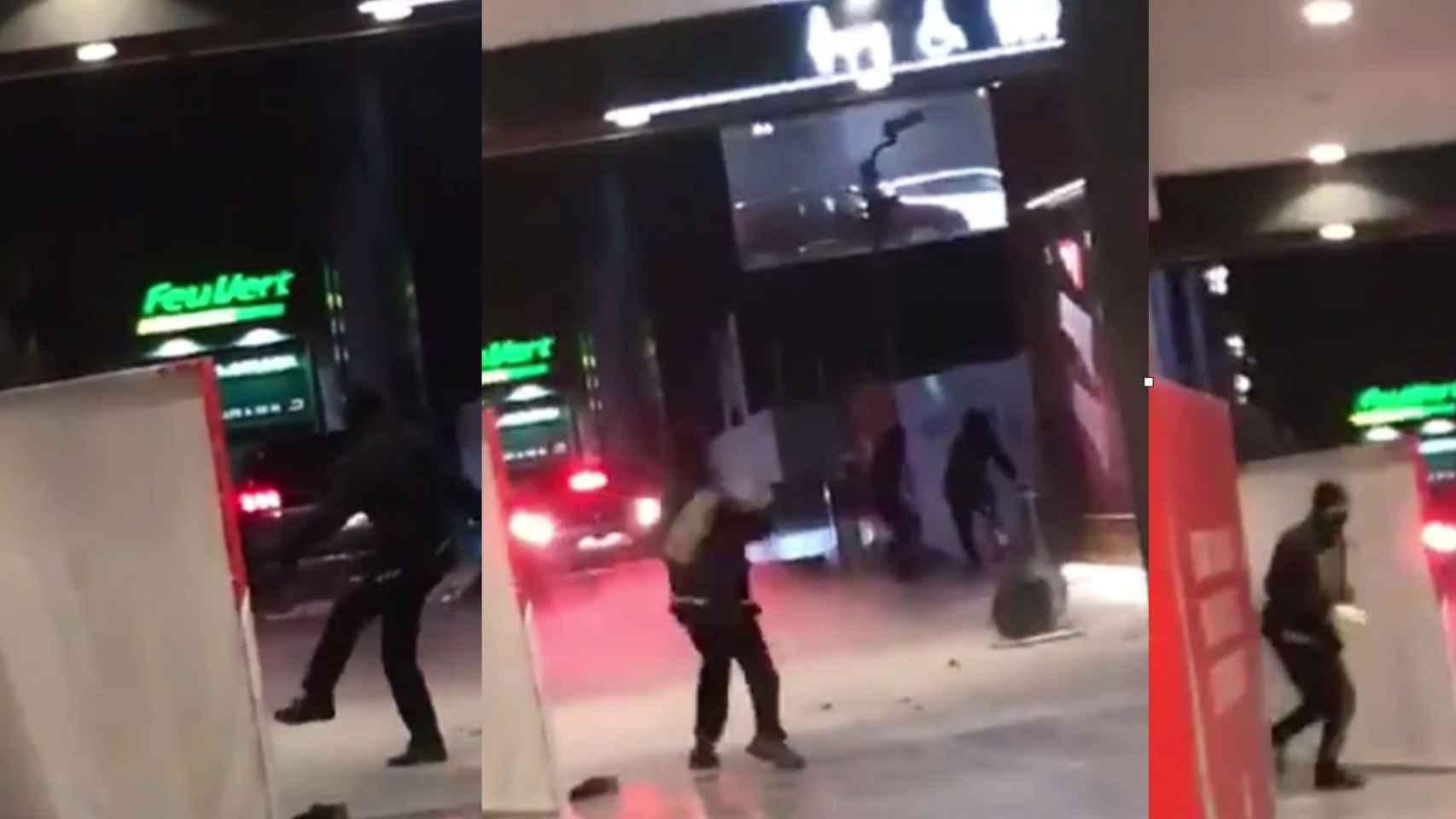 Fotogramas del asalto en un centro comercial de Barcelona para robar un cajero / CG