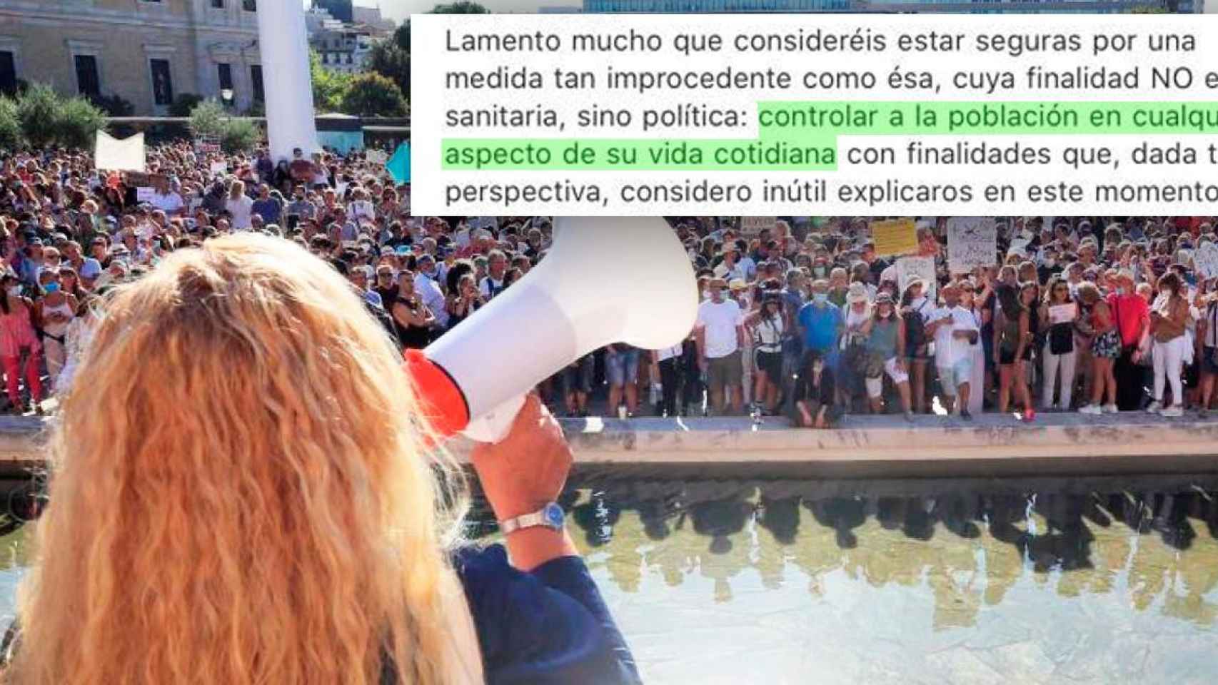 Imagen de una manifestación negacionista en Madrid y uno de los correos del profesor Antonio Galera, de la UAB / CG