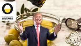 El presidente de EEUU, Donald Trump, 'se baña' en aceite de oliva español / FOTOMONTAJE DE CG