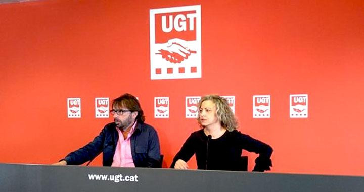 El secretario general de UGT de Cataluña, Camil Ros, y la secretaria del sector de Alimentación, Bebidas y Tabajo, Alícia Buil / EP