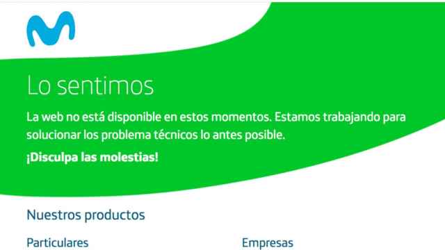 Imagen de la web caída de Movistar / CG
