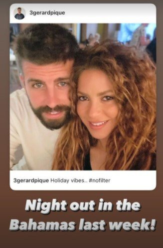 Shakira y Piqué en el repost de la publicación de su selfie / @shakira