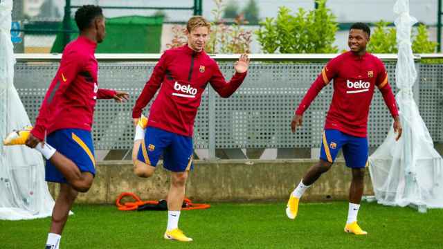 Frenkie de Jong y Ansu Fati entrenando con el grupo / FC Barcelona