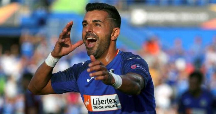Ángel Rodríguez celebra un gol del Getafe / EFE