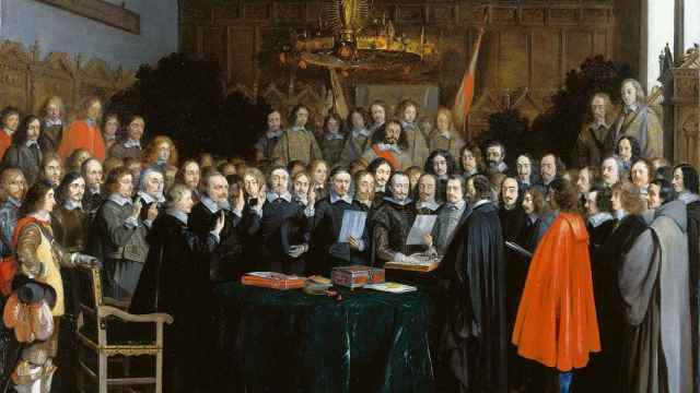 'La jura del juramento de la ratificación del Tratado de Munster', un óleo de Gerard Ter Borch