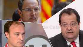 El excomisario jefe de los Mossos, Josep Maria Estela (arriba); su ahora sucesor, Eduard Sallent (abajo), y el consejero de Interior, Joan Ignasi Elena / FOTOMONTAJE DE CG