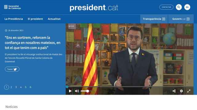 Web del presidente de la Generalitat Pere Aragonès, con preminencia del catalán en detrimento del castellano y el aranés