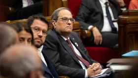 El presidente de la Generalitat, Quim Torra, en la sesión del control del Parlament. Imagen del artículo 'Saturados de mala política' / EUROPA PRESS