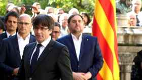 Carles Puigdemont, presidente de la Generalitat, en el acto organizado por el Gobierno catalán para mostrar su apoyo a la convocatoria de un referéndum de autodeterminación / EFE