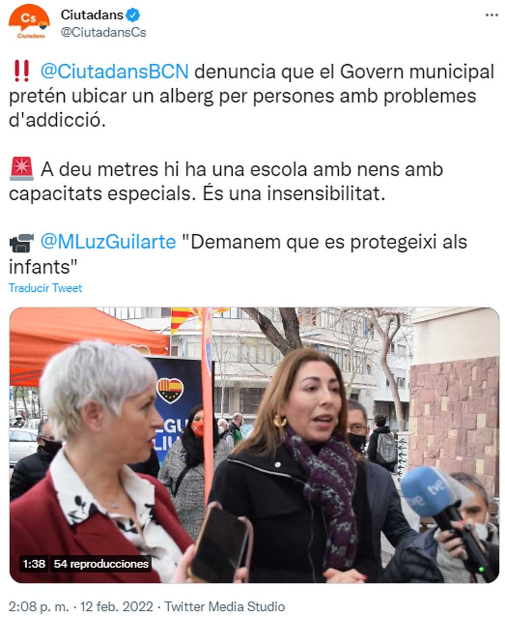 Luz Guilarte (Cs), pidiendo la reubicación del albergue de toxicómanos