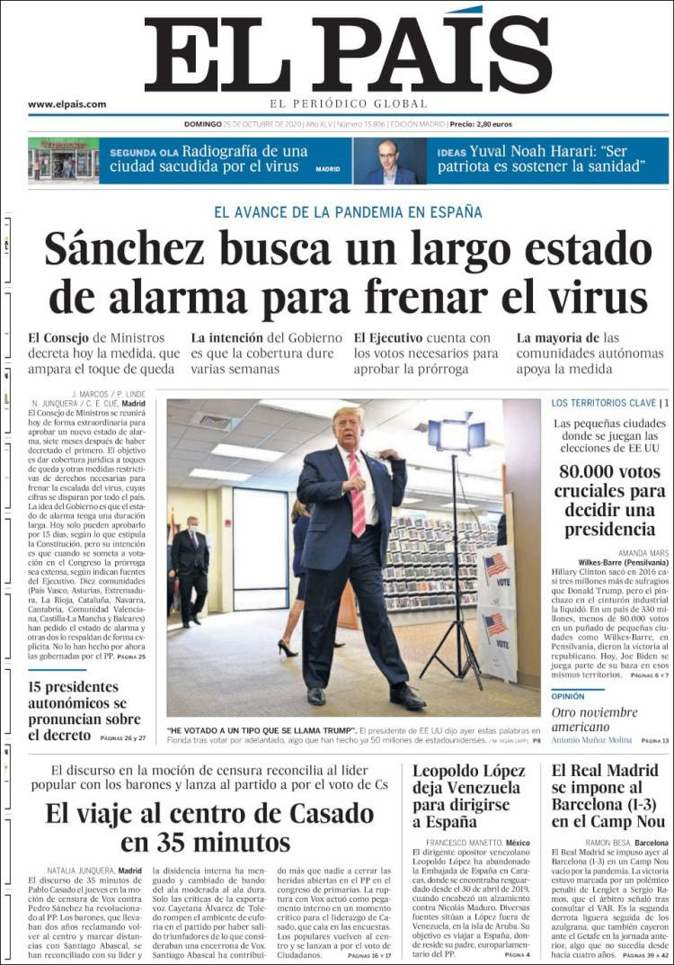 Portada de 'El País' del domingo 25 de octubre / KIOSKO.NET