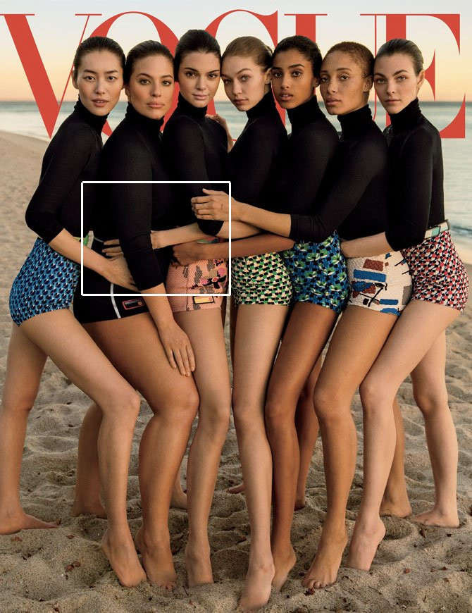 Portada de marzo de Vogue USA y su retoque fotográfico chapucero / FOTOMONTAJE DE CG