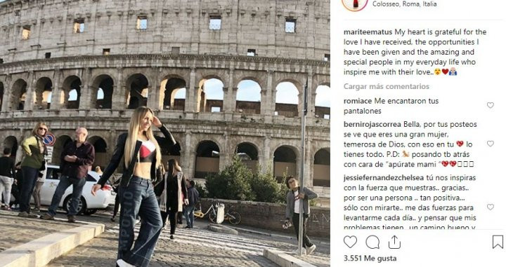 Marité Matus en su viaje a Roma / Instagram