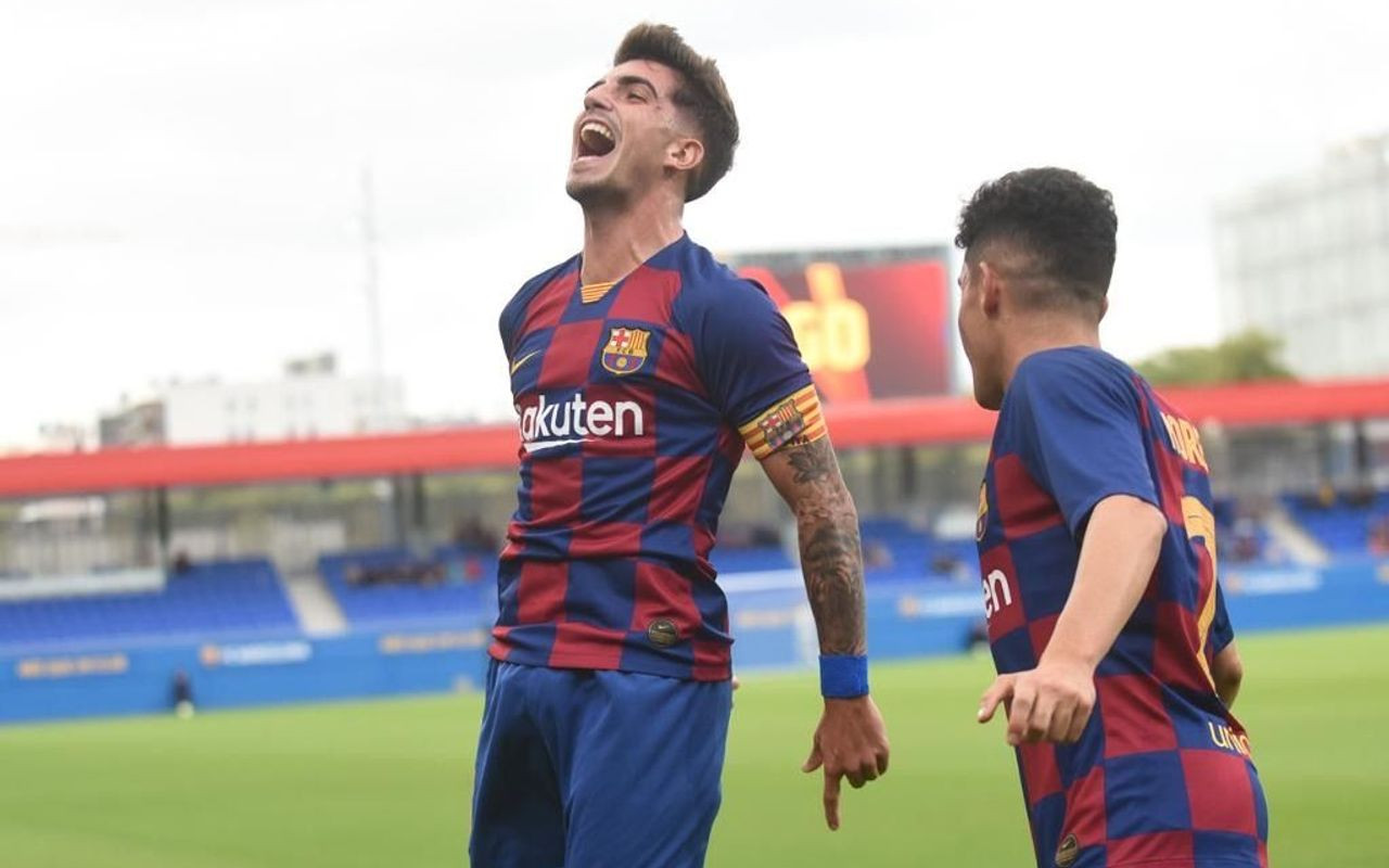 Monchu y Collado, celebrando un gol con el Barça B | FCB