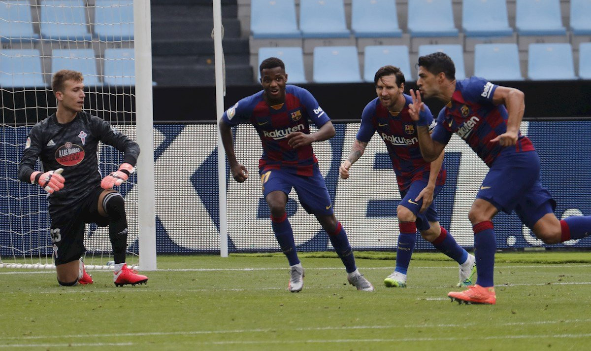Luis Suárez celebra el gol frente al Celta / EFE