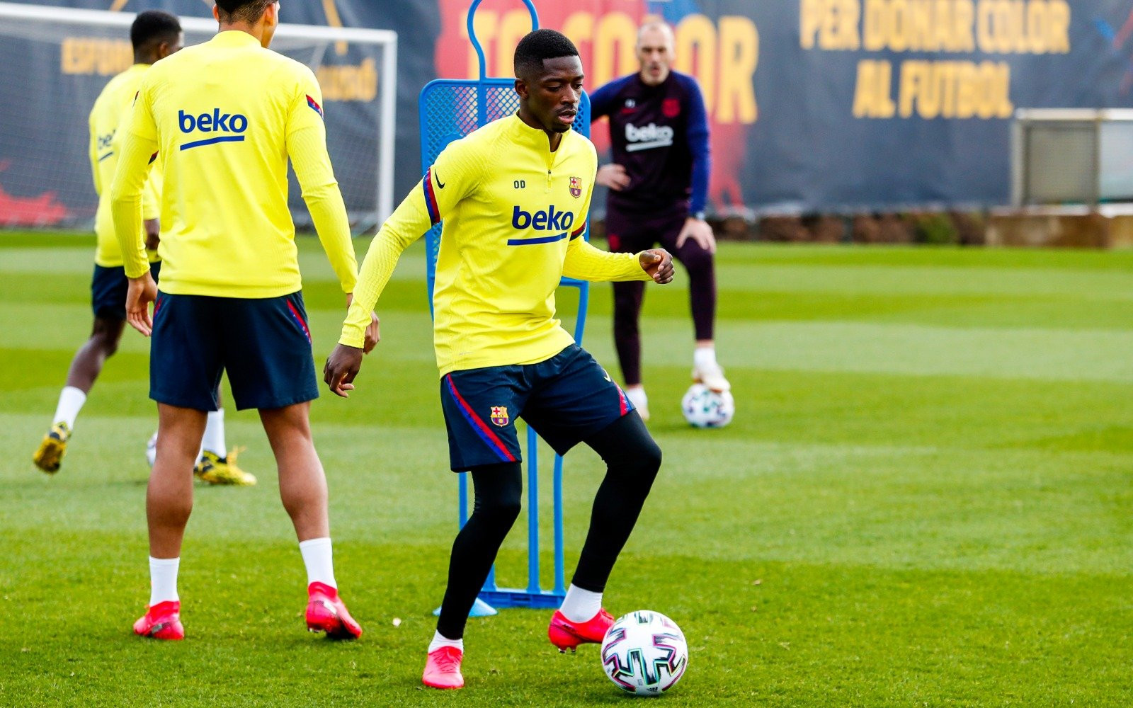 Ousmane Dembelé en un entrenamiento del Barça / FCB