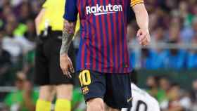 Leo Messi, cabizbajo en una acción de la final / EFE