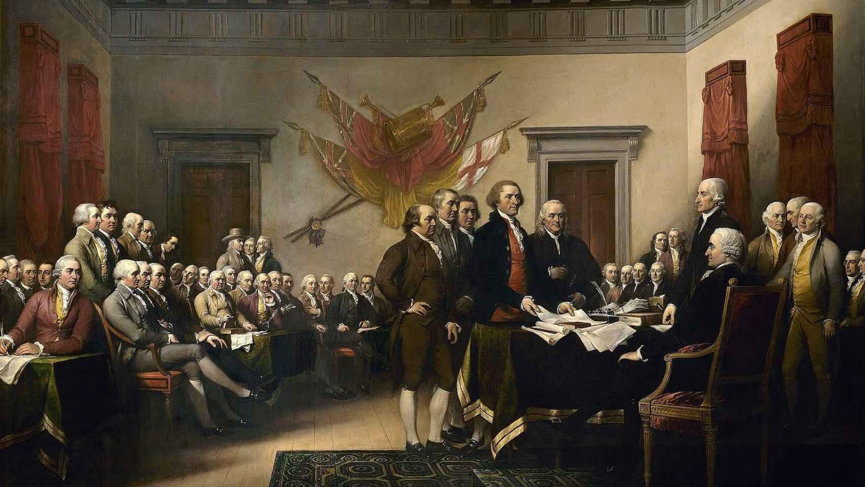 'Declaración de Independencia de Estados Unidos' (1819), lienzo de John Trumbull. ¿Luto por la democracia liberal? / US CAPITOL