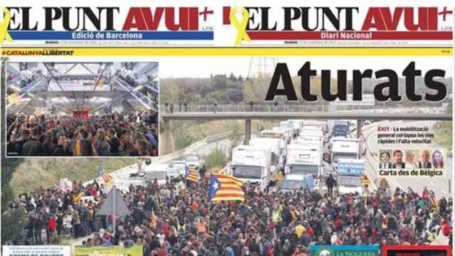 Portada de 'El Punt Avui' del 9 de noviembre de 2017, diario que irá a la huelga durante la campaña del 21D / CG