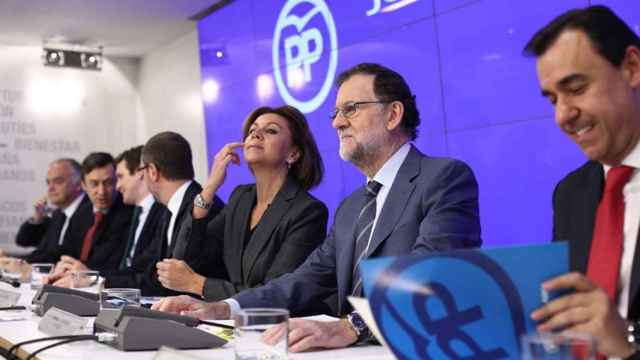Mariano Rajoy y Dolores de Cospedal han presidido esta mañana la reunión de la junta directiva nacional del PP en Madrid / EUROPA PRESS