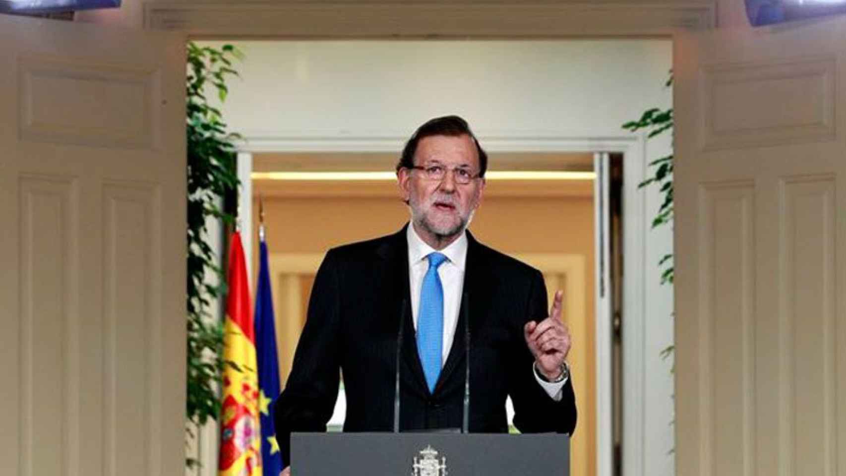 Mariano Rajoy durante una comparecencia en el Palacio de la Moncloa
