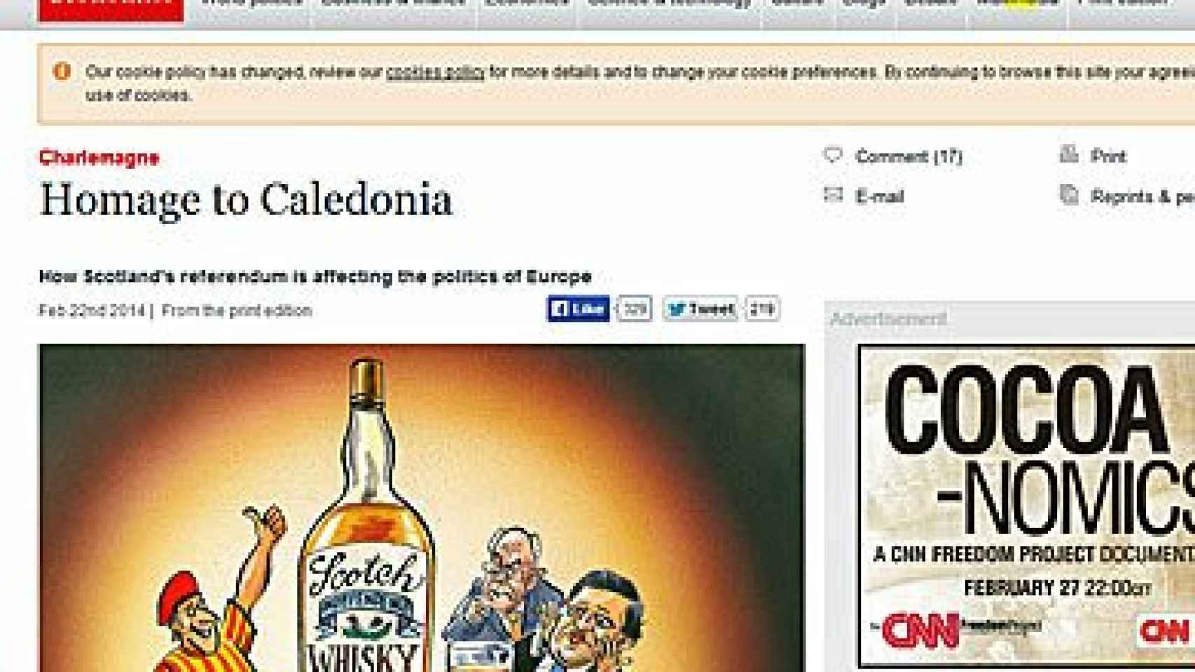 'The Economist' analiza las consecuencias de la independencia de Cataluña y Escocia en relación a la UE