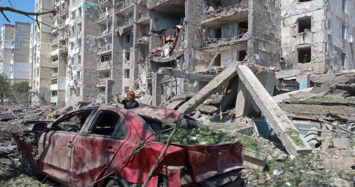 Edificio bombardeado por el Ejército ruso en Odesa (Ucrania)
