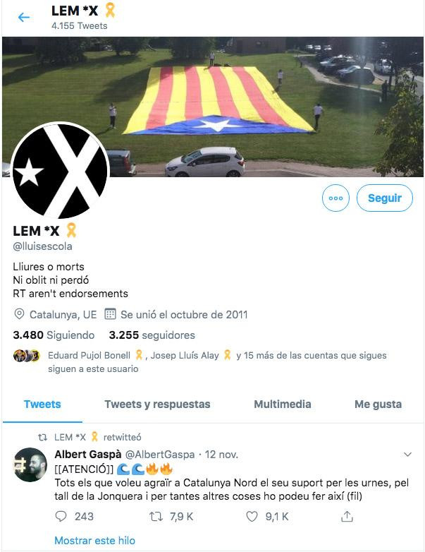 Perfil de Lluís Escolà en Twitter