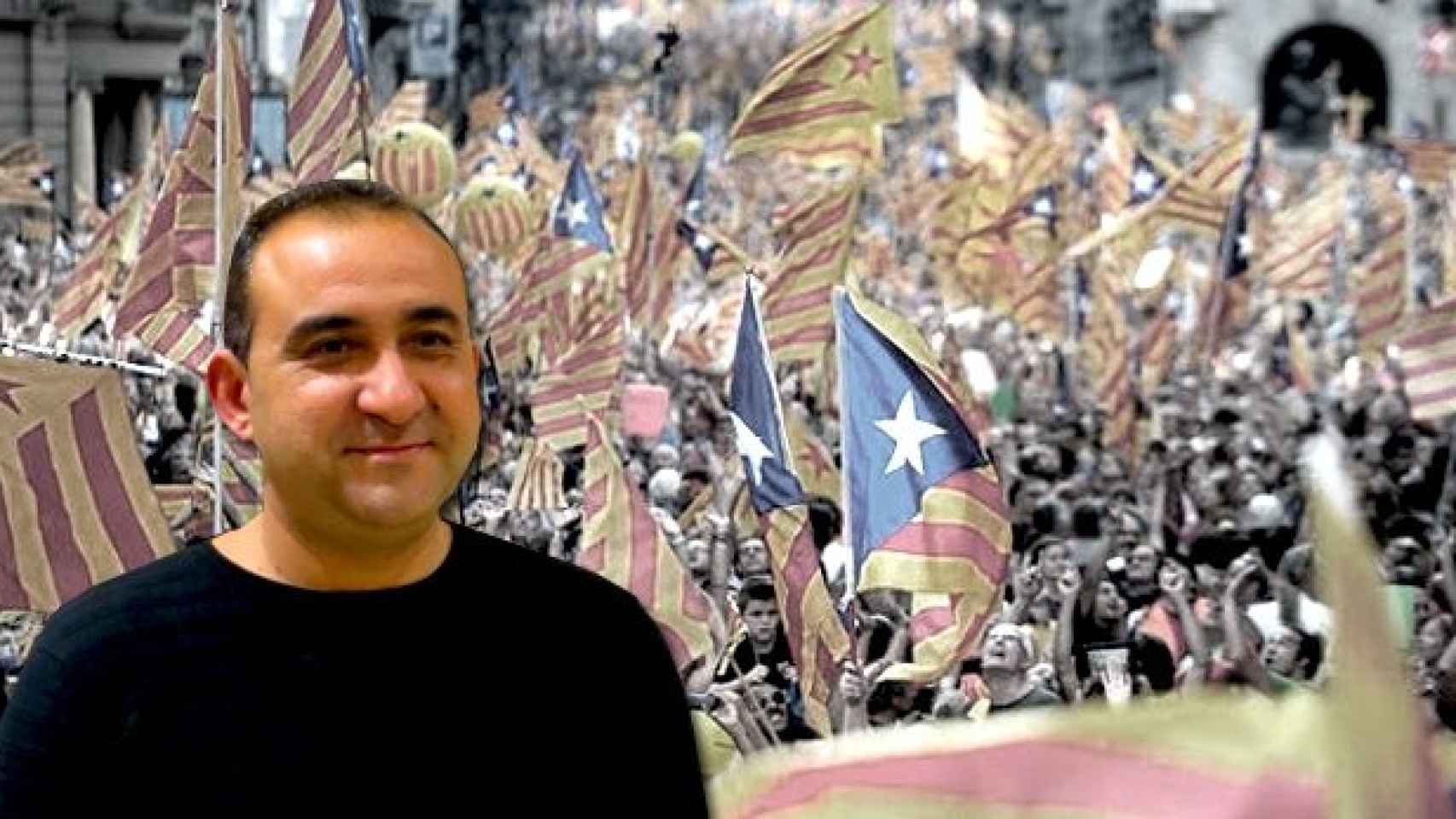 Javier Pacheco, virtual futuro secretario general de CCOO de Cataluña, y una imagen de archivo de la manifestación independentista del 11S de 2015 / FOTOMONTAJE DE CG