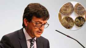 Jordi Cinca, ministro de Finanzas de Andorra, y una emisión de 2014 de euros de Andorra.