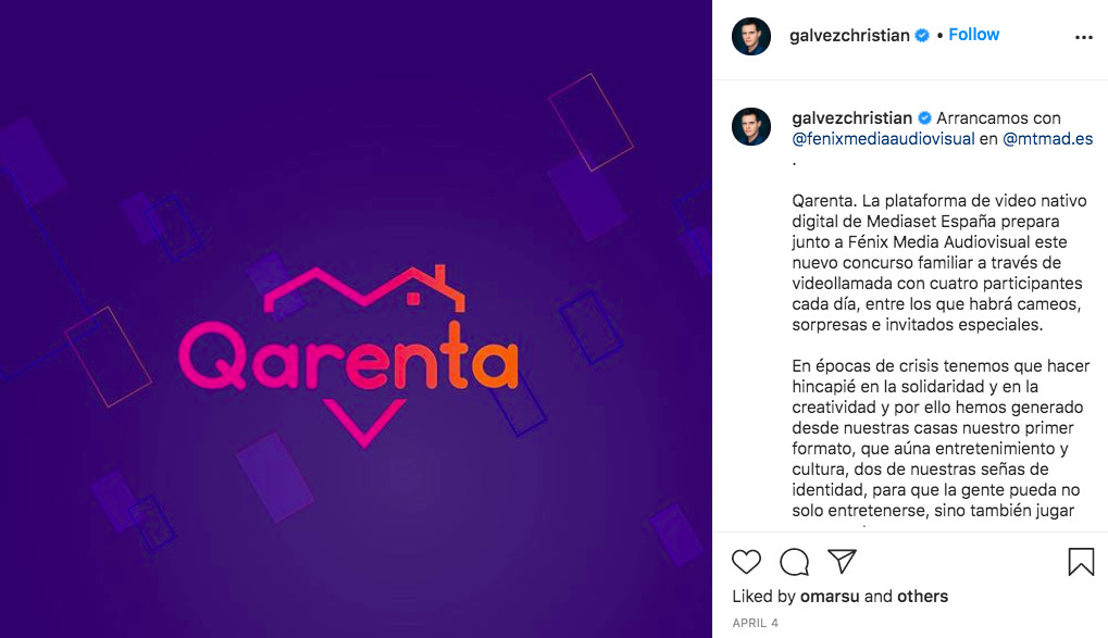 Christian Gálvez anuncia su nuevo proyecto en Mediaset durante la crisis del coronavirus / INSTAGRAM
