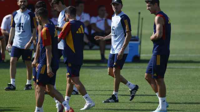 Luis Enrique, enel entrenamiento de este domingo en Qatar / EFE