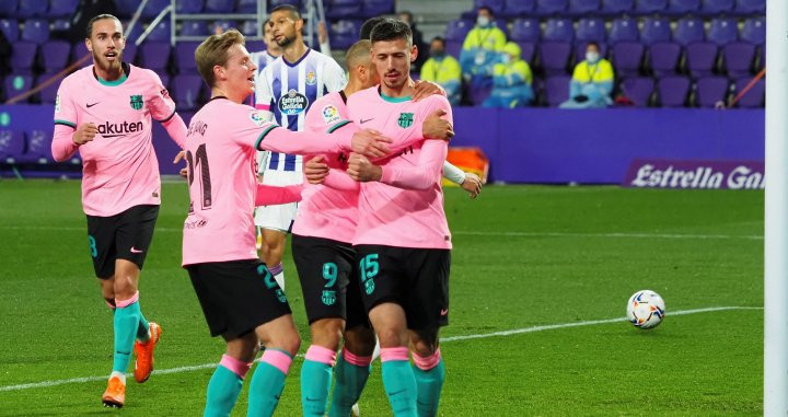 Lenglet, celebrando su gol ante el Valladolid | EFE