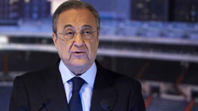 El presidente del Real Madrid, Florentino Pérez, durante una rueda de prensa / EFE