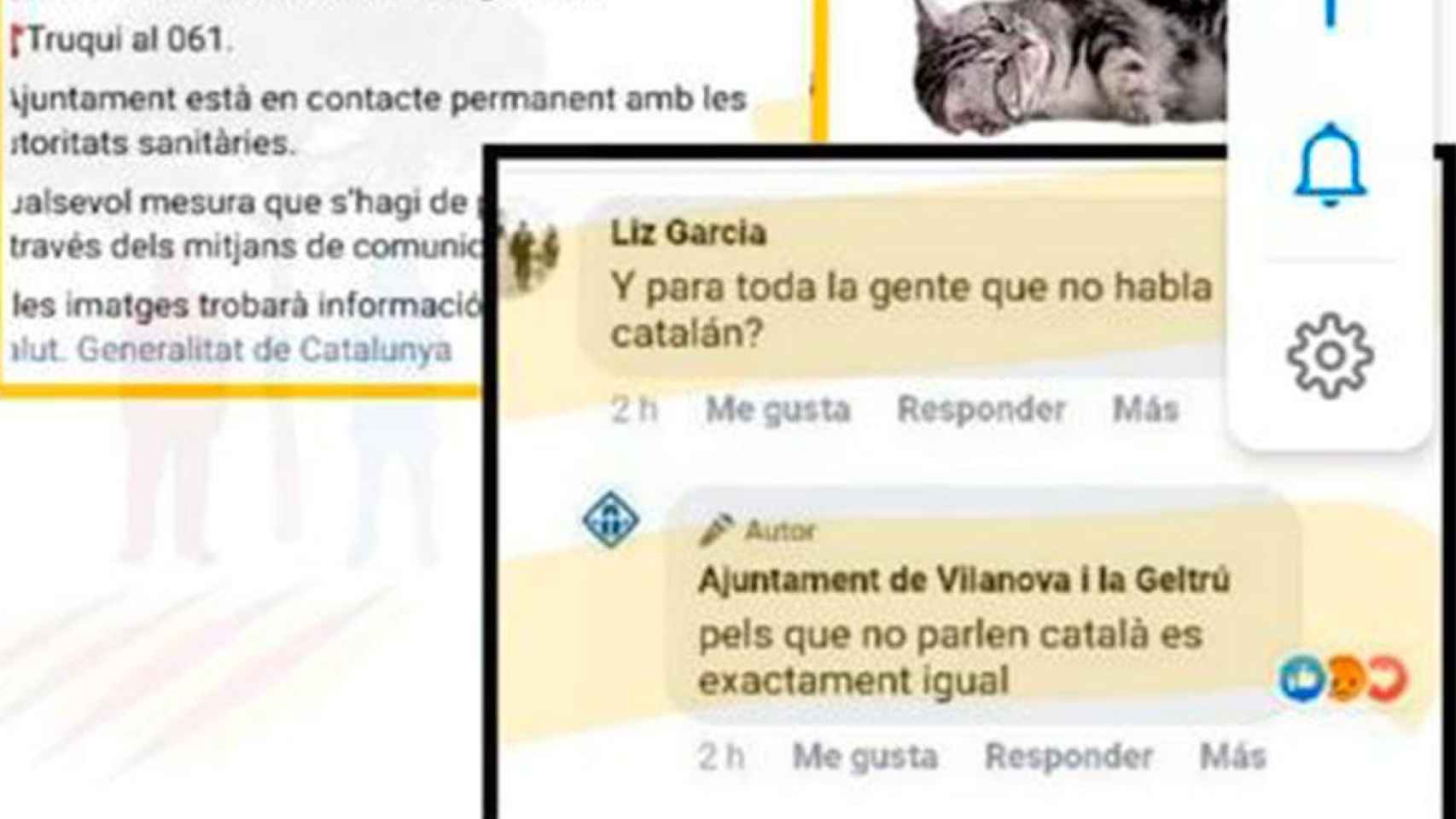 Respuesta del Ayuntamiento de Vilanova i la Geltrú a un ciudadano / FB