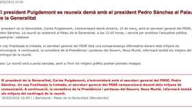 Convocatoria de prensa sobre la reunión entre el presidente Pedro Sánchez y Carles Puigdemont.