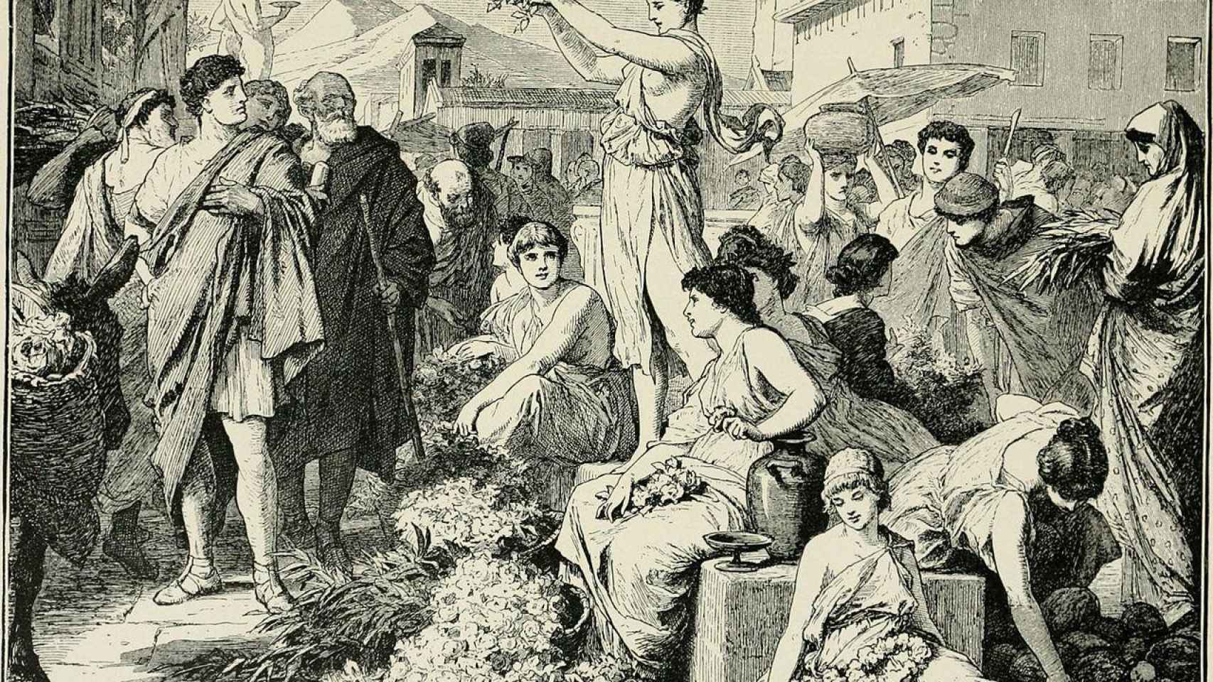 Ilustración que muestra a Cimón, político griego enemigo de Pericles, cortejando a los atenienses / ELLIS EDWARD SYLVESTER