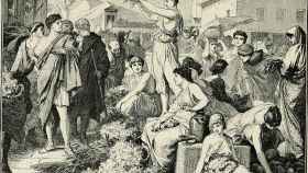 Ilustración que muestra a Cimón, político griego enemigo de Pericles, cortejando a los atenienses / ELLIS EDWARD SYLVESTER