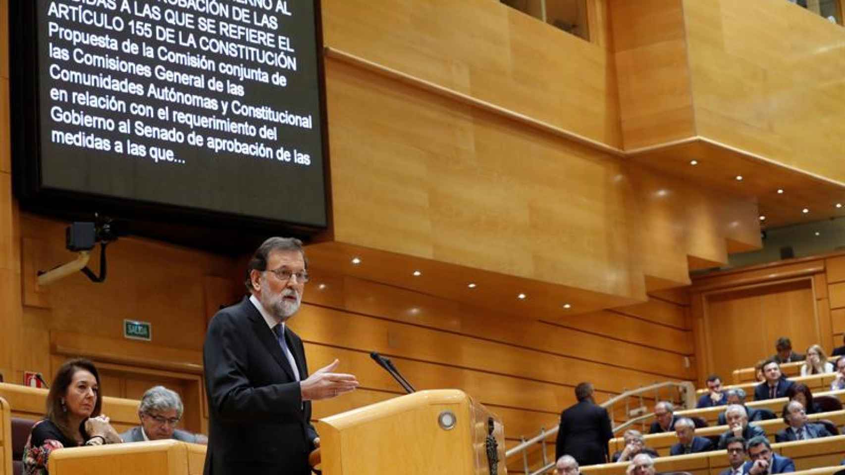 Mariano Rajoy durante la defensa de la aplicación del artículo 155 de la Constitución en Cataluña / EFE