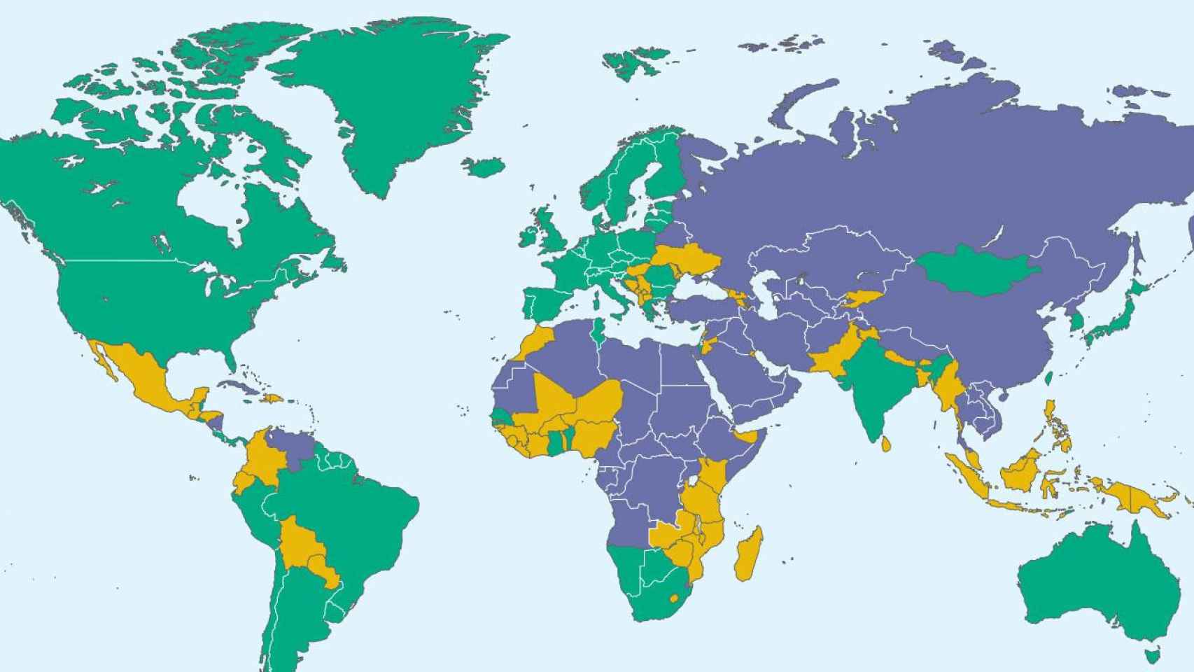 Mapa de Freedom House sobre el nivel de respeto a los derechos políticos y libertades civiles en el mundo / FREEDOM HOUSE