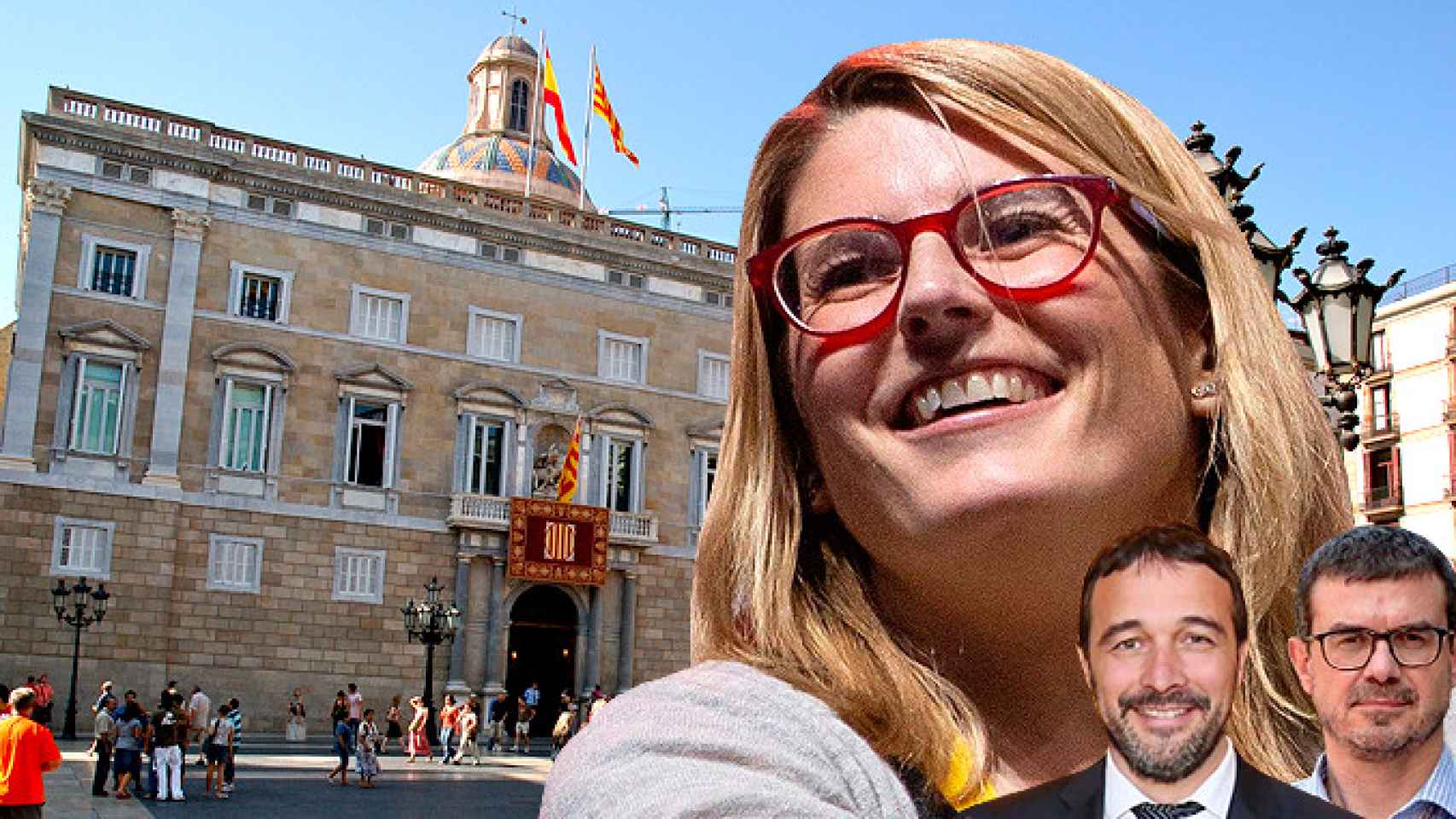 Elsa Artadi, Jaume Clotet y Josep Rius ante el ayuntamiento de Barcelona / CG