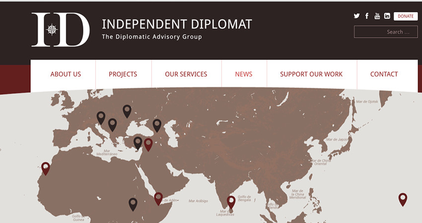 Página web de Independent Diplomat, proveedor fantasma de la Generalitat / CG