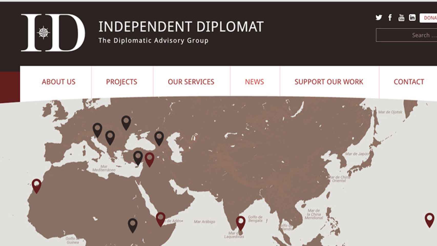 Página web de Independent Diplomat, proveedor fantasma de la Generalitat / CG