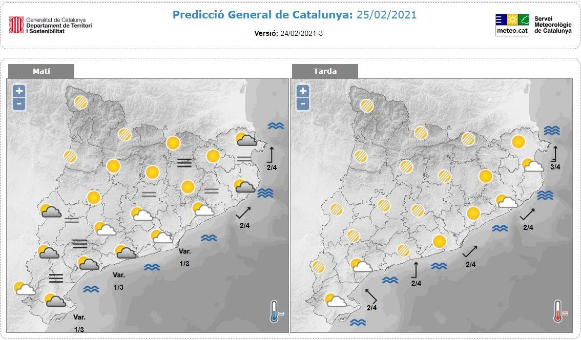 Predicción general para este 25 de febrero en Cataluña / METEOCAT
