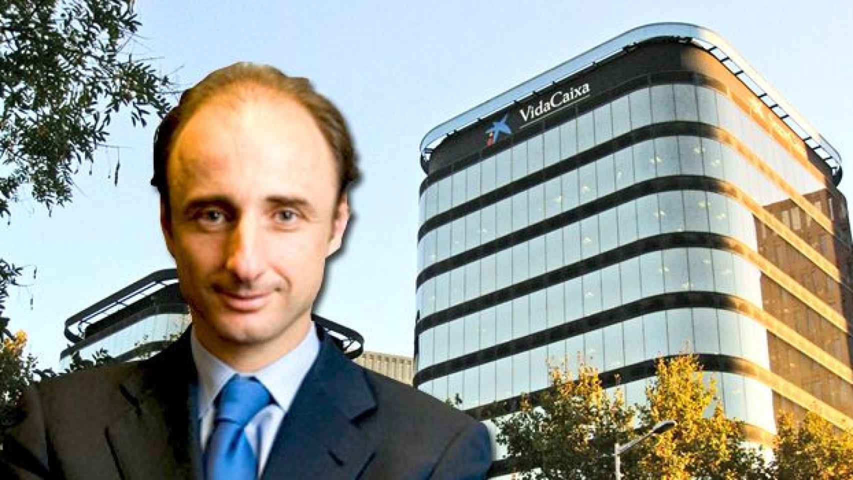 Antonio Trueba, el hasta ahora director general de VidaCaixa y la sede central de la aseguradora en Barcelona / FOTOMONTAJE DE CG